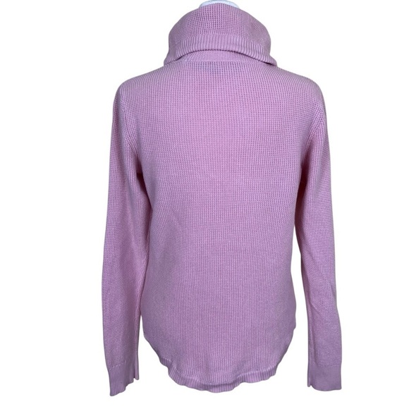 Ralph Lauren LRL Waffle Knit Cowl Neck Casual Sweater Pale Pink Cotton Sz S - Picture 7 of 16